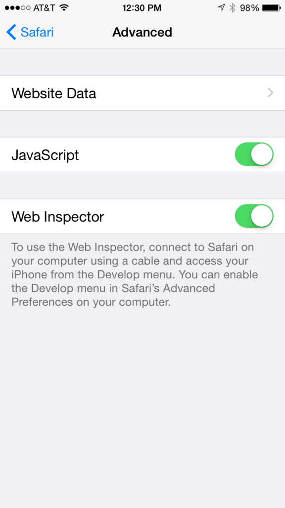 web inspector iphone