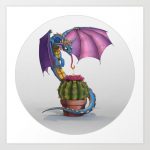 Cactus-Flower Dragon Art Print