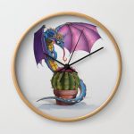 Cactus-Flower Dragon Wall Clock
