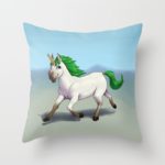 Green Maned Unicorn Throw Pillow