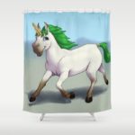 Green Maned Unicorn Shower Curtain
